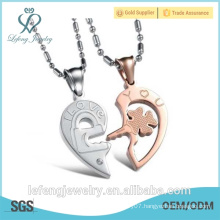 2016 New design jewelry necklace silver rose gold love couple necklace